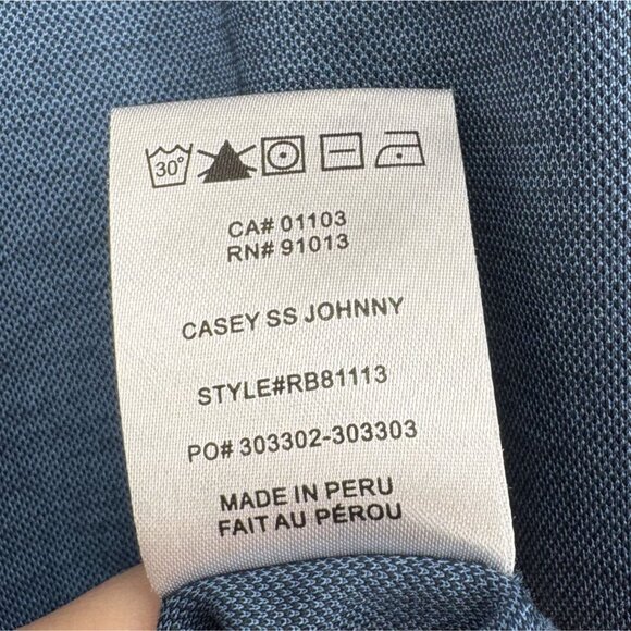 Robert Barakett Men's Casey Johnny Collar Polo XL Blue Pima Cotton Blend Golf - Picture 6 of 9